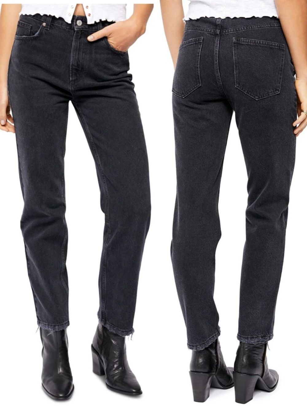 We the Free People Dakota Straight Leg High Rise Jeans 32 Black